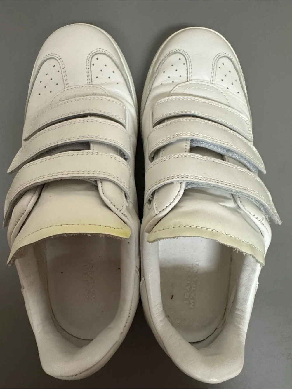 White Women's Leather Velcro Sneakers